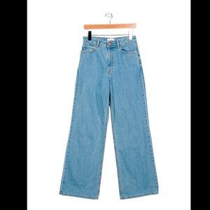 Ganni High-Rise Wide Leg Jeans 
Size Small
Light Blue